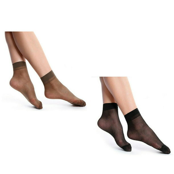 5Pairs Women Nylon Elastic Short Ankle Sheer Stocking Silk Short Socks Pure FO 